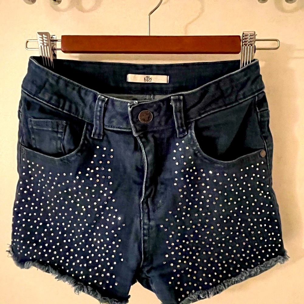 Girls Kid Jean Shorts with embellishment M&S Marks and Spencer. Age Size - 11-12